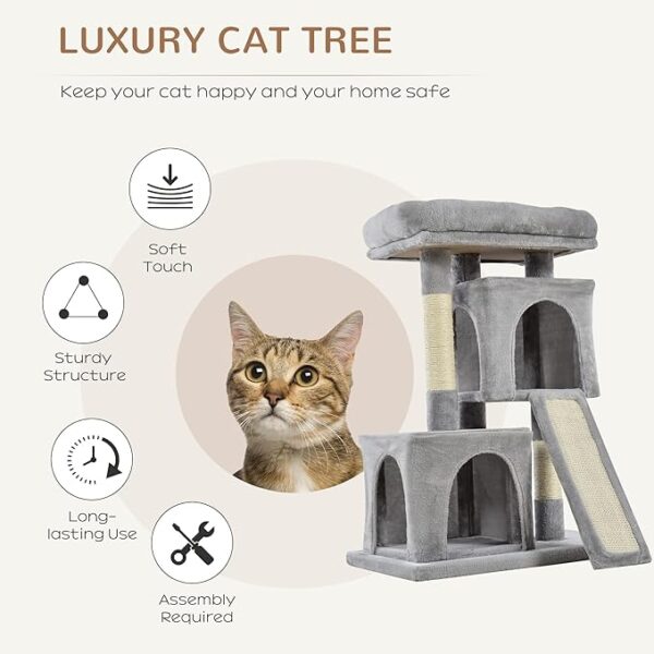 Cat Tree for Indoor Cats 83cm Cat Scratching Post Scratch Board Kitten Tower Climbing Frame Grey
