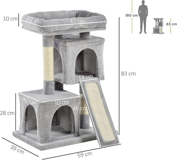 Cat Tree for Indoor Cats 83cm Cat Scratching Post Scratch Board Kitten Tower Climbing Frame Grey