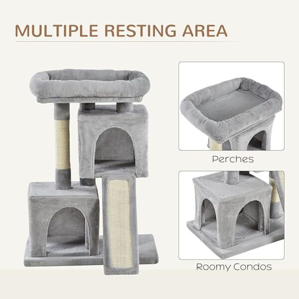 Cat Tree for Indoor Cats 83cm Cat Scratching Post Scratch Board Kitten Tower Climbing Frame Grey