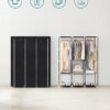 Clothes Wardrobe Portable Closet with Cover, 130 x 45 x 167 cm, 3 Hanging Rails, Shelves, 4 Side Pockets, Large Capacity for Bedroom, Living Room, Black RYG092B02