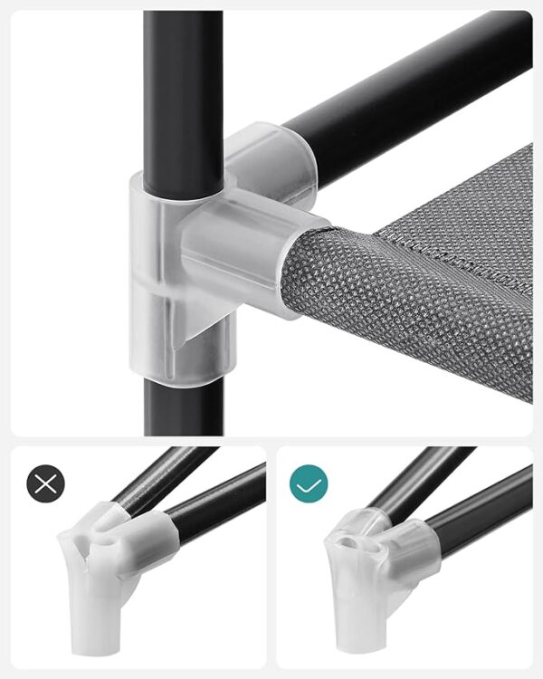 Clothes Wardrobe Portable Closet with Cover, 130 x 45 x 167 cm, 3 Hanging Rails, Shelves, 4 Side Pockets, Large Capacity for Bedroom, Living Room, Black RYG092B02