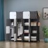Portable Wardrobe 16 Cube Foldable Closet w/ 3 Clothes Hanging Rails, Deeper Cube Modular Cabinet Storage