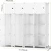 Portable Wardrobe 16 Cube Foldable Closet w/ 3 Clothes Hanging Rails, Deeper Cube Modular Cabinet Storage