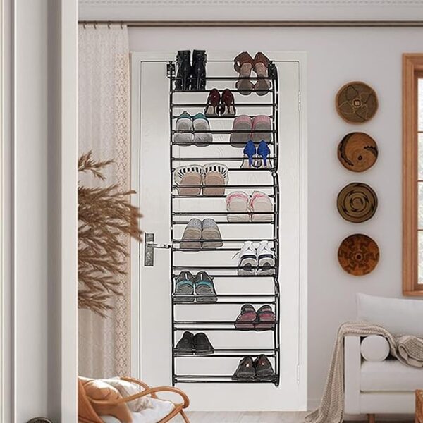 36 Pairs Over the Door Hanging Shoe Rack Adjustable Shelf Over the Door Organiser