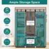 Canvas Wardrobe for Bedroom, Fabric Wardrobe Clothes Storage with 6 Shelves and Hanging Rail, Light Coffee Portable Wardrobe with 4 Side Pockets