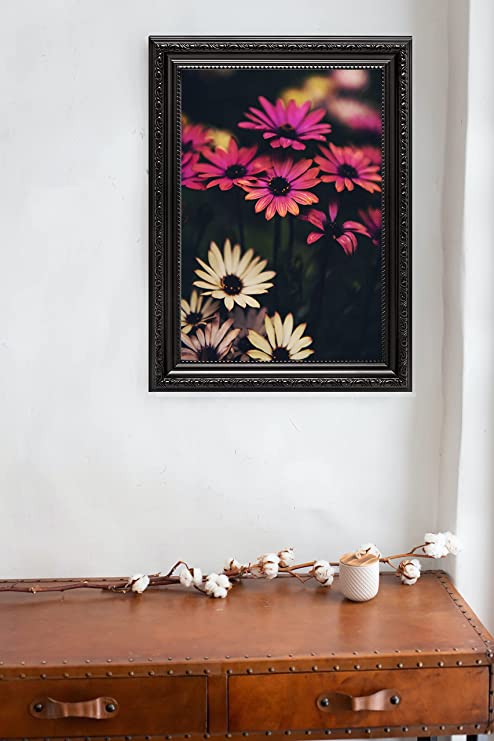 All Sizes Ornate Shabby Chic Black Picture Poster Frame Antique Vintage Style MDF Backing Board with Perspex Sheet