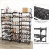 FRAMESPOT Shoe Rack, 8 Tier Shoe Storage Organizer with Hooks,Fit 42-50 Pairs Shoes,Mental Tall Shoe Shelf for Closet,Entryway,Garage,Bedroom,Cloakroom（140x127x30.5cm