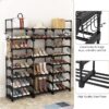 FRAMESPOT Shoe Rack, 8 Tier Shoe Storage Organizer with Hooks,Fit 42-50 Pairs Shoes,Mental Tall Shoe Shelf for Closet,Entryway,Garage,Bedroom,Cloakroom（140x127x30.5cm