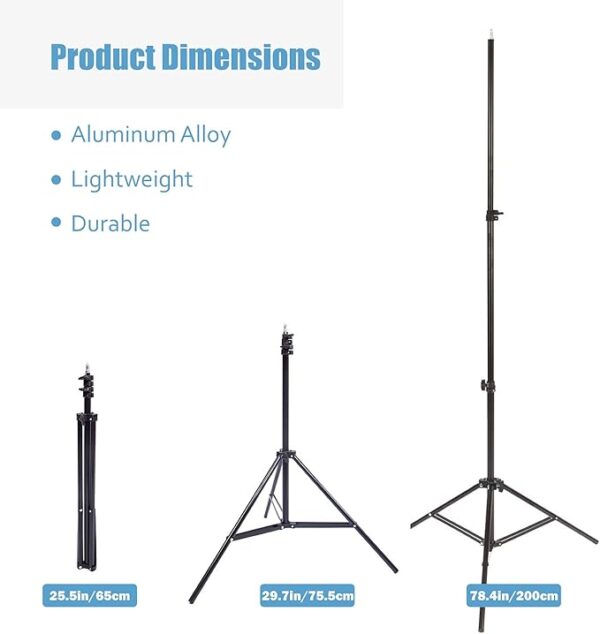 Photo Studio Light Stand 200cm 6.6ft Adjustable Photography Stand Sturdy Tripod Stand, Lighting, Umbrella and Background