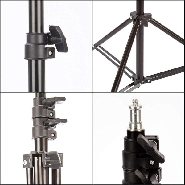 Photo Studio Light Stand 200cm 6.6ft Adjustable Photography Stand Sturdy Tripod Stand, Lighting, Umbrella and Background