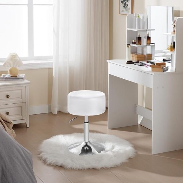 FS Breakfast Kitchen Counter Bar Stool Chair Faux Leather Seat Adjustable Barstool Grey Dressing Stool