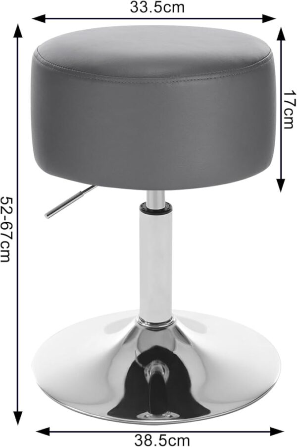 FS Breakfast Kitchen Counter Bar Stool Chair Faux Leather Seat Adjustable Barstool Grey Dressing Stool