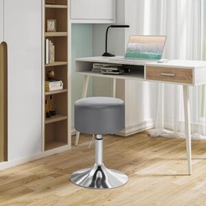 ST4.jpg FS Breakfast Kitchen Counter Bar Stool Chair Faux Leather Seat Adjustable Barstool Grey Dressing Stool
