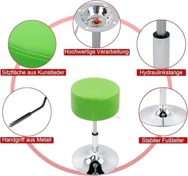 FS Breakfast Kitchen Counter Bar Stool Chair Faux Leather Seat Adjustable Barstool Grey Dressing Stool