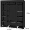FS Fabric Canvas Wardrobe Cloth Wardrobes For Bedroom Clothes Storage Organiser With Hanging Rail Storage Cupboard Unit (Black)