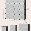 FS16-Cube Storage Wardrobe Unit, Shoe Rack, Stackable Cubes, Plastic Closet Cabinet, Wardrobe, with Doors, for Bedroom, Office, Easy to Assemble, Black and White LPC44HS