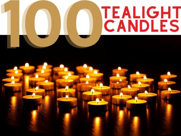 Tea Lights Candles Long Burning 4 Hour 100 Pack White Candles