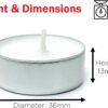 Tea Lights Candles Long Burning 4 Hour 100 Pack White Candles