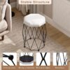 Dressing Table Stool, Vanity Stool Makeup Stool, Velvet Upholstered Seat, Metal Frame,