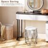 Dressing Table Stool, Vanity Stool Makeup Stool, Velvet Upholstered Seat, Metal Frame,