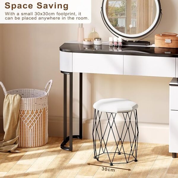 Dressing Table Stool, Vanity Stool Makeup Stool, Velvet Upholstered Seat, Metal Frame,