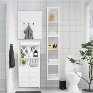 3 Tier Bathroom Storage Cabinet Floor Standing Display Cabinet Home Storage Furniture Organizer Unit for Office Living Room Kitchen Entryway White (3 Tier)