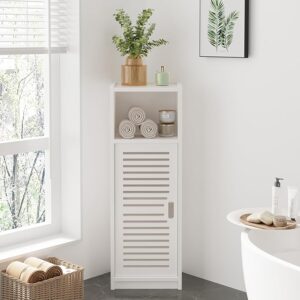 W3.1.jpg FRAMESPOT 3 Tier Bathroom Floor Cabinet, White Storage Cabinet with Door, Free Standing Shelf Unit for Bathroom, Living Room, Bedroom, Kitchen, Balcony or Office (Door Style 2)