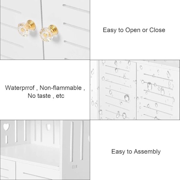 3 Tier Bathroom Storage Cabinet Floor Standing Display Cabinet Home Storage Furniture Organizer Unit for Office Living Room Kitchen Entryway White (3 Tier)