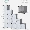 FRAMESPOT 16-Cube Storage Unit, Shoe Rack, Stackable Cubes, Plastic Closet Cabinet, Wardrobe, with Doors, for Bedroom, Office