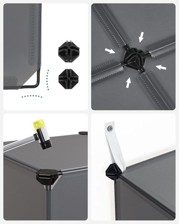 FRAMESPOT 16-Cube Storage Unit, Shoe Rack, Stackable Cubes, Plastic Closet Cabinet, Wardrobe, with Doors, for Bedroom, Office