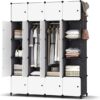 WBB3.jpg Portable Wardrobe Foldable Closet with 20 Clothes Storage Organizer Shelf with Clothes Hanging Rails for Bedroom