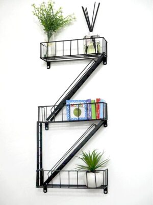 WL1.jpg Wall Shelf, Fun Shelving, Fire Escape Look Floating Shelf Unit, Black Display Storage