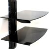 Tempered Black Glass Floating Shelf Wall Mount For Consoles/DVD players/TV Accessories