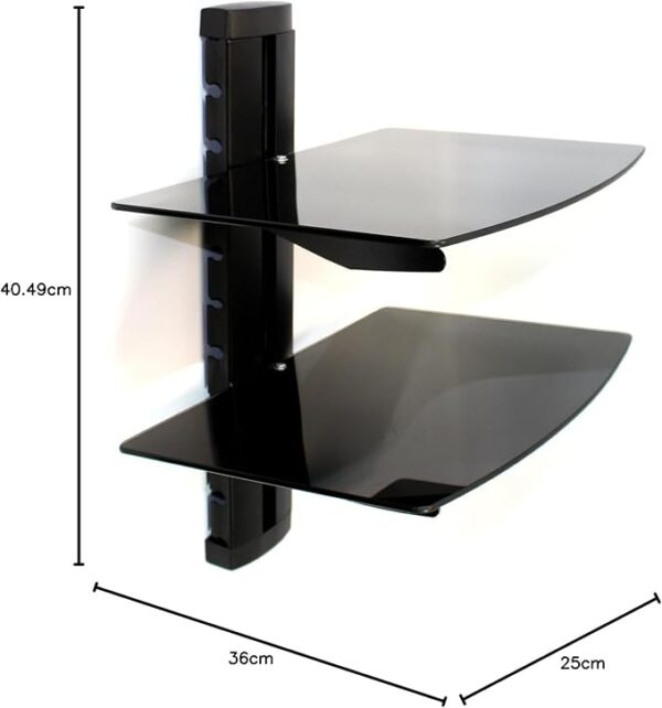 Tempered Black Glass Floating Shelf Wall Mount For Consoles/DVD players/TV Accessories