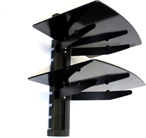 Tempered Black Glass Floating Shelf Wall Mount For Consoles/DVD players/TV Accessories