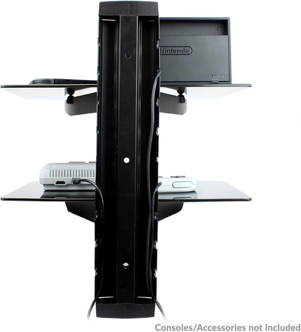 Tempered Black Glass Floating Shelf Wall Mount For Consoles/DVD players/TV Accessories