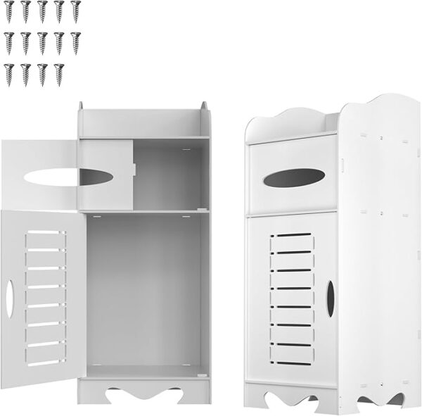 FS Bathroom Floor Cabinet 60X26X26cm Bathroom Storage Units With Open Storage Shelf Cupboard Free Standing Wooden Cabinet Storage Unit for Bedroom