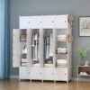 WW2-1.jpg Portable Wardrobe Foldable Closet with 20 Clothes Storage Organizer Shelf with Clothes Hanging Rails for Bedroom