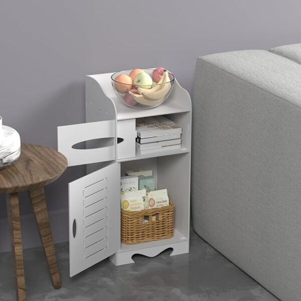 FS Bathroom Floor Cabinet 60X26X26cm Bathroom Storage Units With Open Storage Shelf Cupboard Free Standing Wooden Cabinet Storage Unit for Bedroom