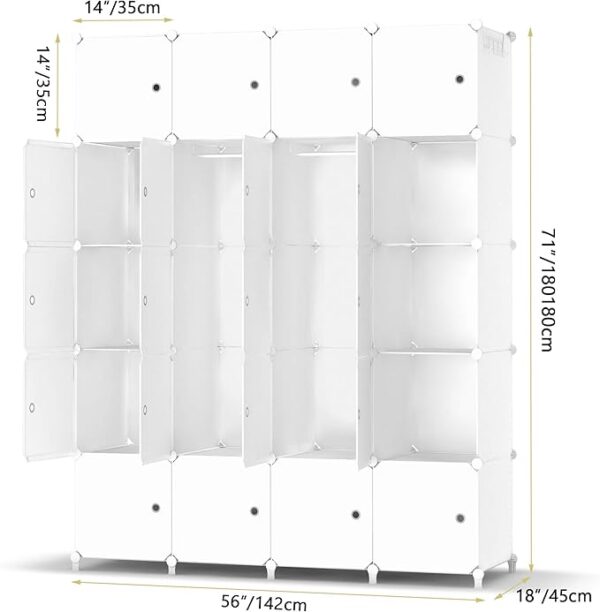 WW3-1.jpg Portable Wardrobe Foldable Closet with 20 Clothes Storage Organizer Shelf with Clothes Hanging Rails for Bedroom
