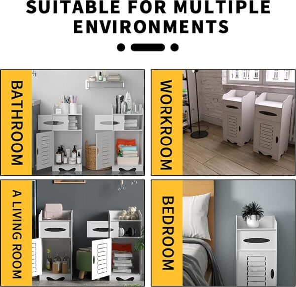 FS Bathroom Floor Cabinet 60X26X26cm Bathroom Storage Units With Open Storage Shelf Cupboard Free Standing Wooden Cabinet Storage Unit for Bedroom