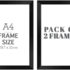 Set Of 2 | A4 (21 x 29.7 cm) | Black, White, Oak MDF Wooden Frame | Without Mount