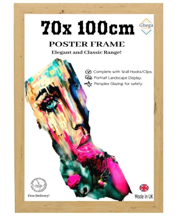 Multi Color 70cm x 100cm Poster Frame Portrait Landscape Display with high quality MDF Wood