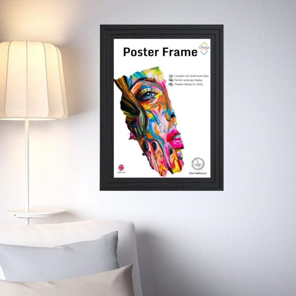 Black Step Molding 50cm x 70cm Picture Photo Poster Frame Wall Mounted -Shatterproof Perspex Front -Landscape Portrait Hanging