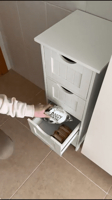 FS Bathroom Floor Storage Cabinet, Bathroom Storage with 4 Drawers, Bathroom Cabinet Freestanding, 30 x 30 x 82 cm, Modern Style, White LHC40W