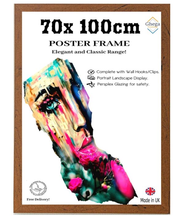 Multi Color 70cm x 100cm Poster Frame Portrait Landscape Display with high quality MDF Wood